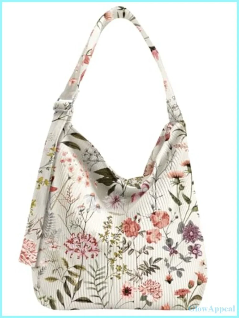 Corduroy Hobo Bag for Women Large Zipper Tote Handbag Adjustable Strap